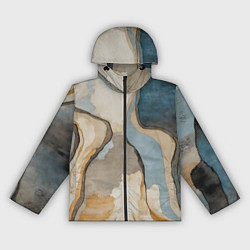 Ветровка с капюшоном женская Абстракция с песком и водой, цвет: 3D-черный