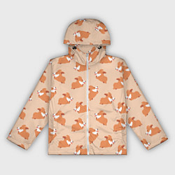 Ветровка с капюшоном женская Паттерн с забавными щенками породы корги, цвет: 3D-белый