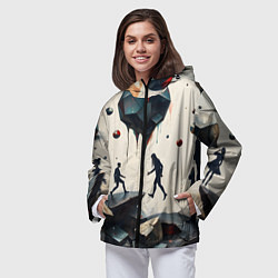 Ветровка с капюшоном женская Сюрреалистичные люди и камни, цвет: 3D-черный — фото 2