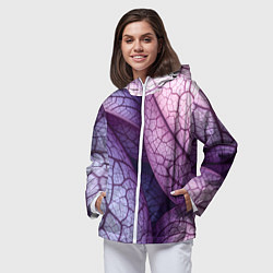 Ветровка с капюшоном женская Прожилки экзотического растения, цвет: 3D-белый — фото 2