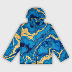 Ветровка с капюшоном женская Синий мрамор с золотом, цвет: 3D-черный