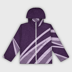Ветровка с капюшоном женская Фиолетовый абстрактный с полосой, цвет: 3D-белый