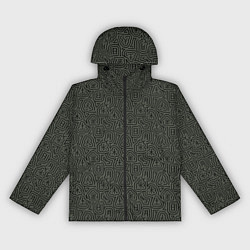 Ветровка с капюшоном женская Лабиринтовый паттерн с днями недели иероглифами, цвет: 3D-черный