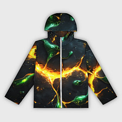 Ветровка с капюшоном женская Разлом текстуры с зеленой слизью, цвет: 3D-белый