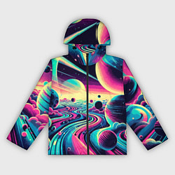 Ветровка с капюшоном женская Неоновый разноцветный космос, цвет: 3D-черный