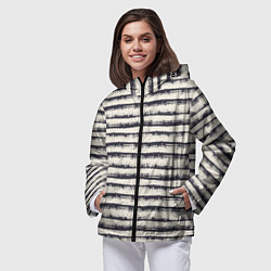 Ветровка с капюшоном женская Тёмные полосы на светлом, цвет: 3D-черный — фото 2