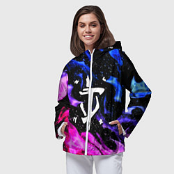 Ветровка с капюшоном женская Doom flame neon, цвет: 3D-белый — фото 2