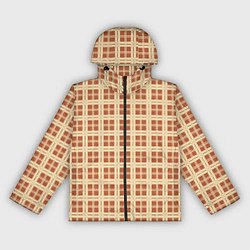 Ветровка с капюшоном женская Светлый коричневый простая клетка, цвет: 3D-черный