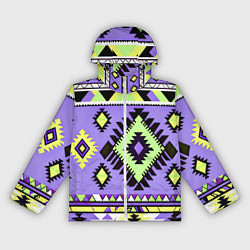 Ветровка с капюшоном женская Геометрический сиренево желтый орнамент ацтеков, цвет: 3D-белый