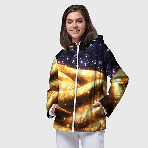 Женская ветровка Золотая текстура и синее небо / 3D-Белый – фото 3