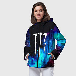 Ветровка с капюшоном женская Monster energy космос, цвет: 3D-черный — фото 2
