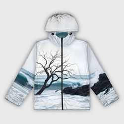 Ветровка с капюшоном женская Дерево в море, цвет: 3D-черный