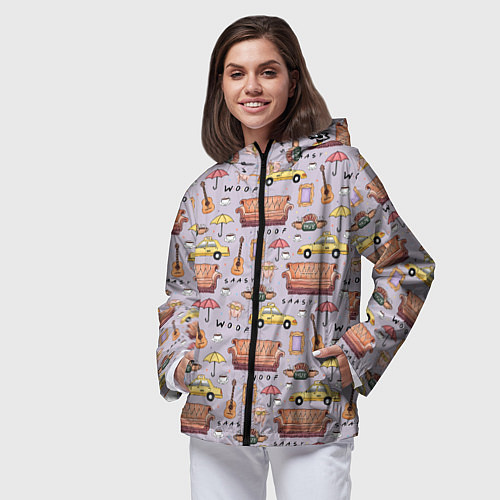 Женская ветровка Друзья - паттерн / 3D-Черный – фото 3