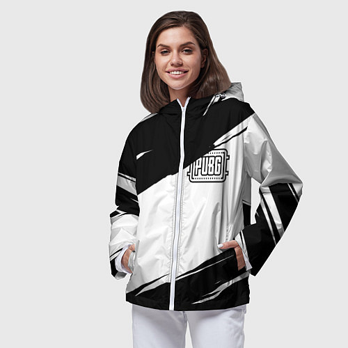 Женская ветровка PUBG черно белые краски / 3D-Белый – фото 3
