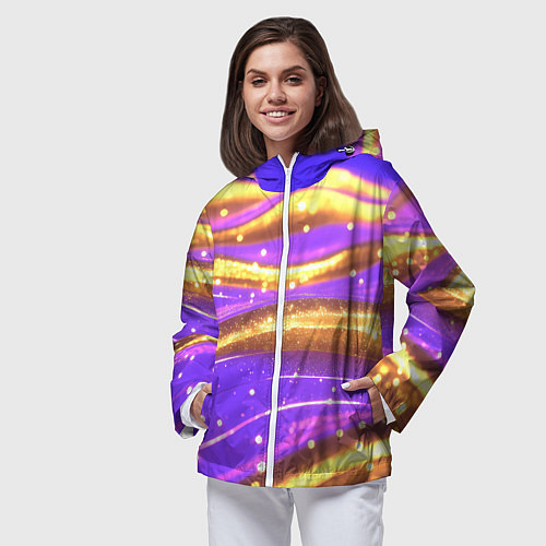 Женская ветровка Блестящая волнистая текстура / 3D-Белый – фото 3