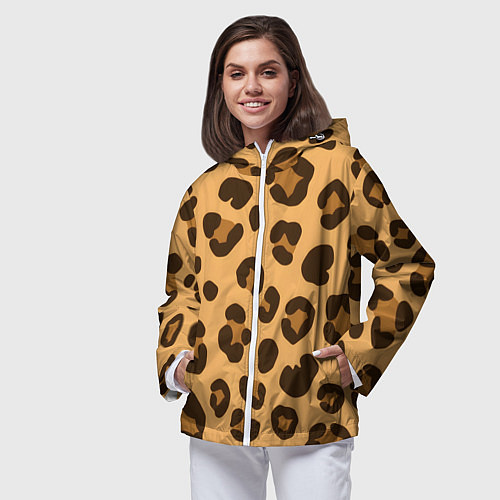 Женская ветровка Коричневые пятна леопарда / 3D-Белый – фото 3