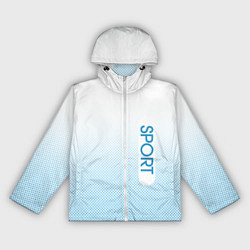 Ветровка с капюшоном женская Sport бело-голубой текстурный, цвет: 3D-белый