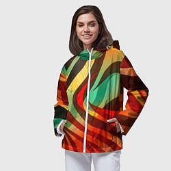 Ветровка с капюшоном женская Жаркая полосатая абстракция, цвет: 3D-белый — фото 2