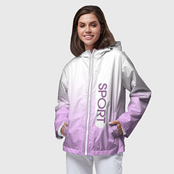 Ветровка с капюшоном женская Sport белый с сиреневым текстурный, цвет: 3D-белый — фото 2