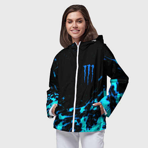 Женская ветровка Monster energy голубые краски / 3D-Белый – фото 3