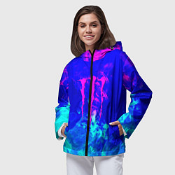 Ветровка с капюшоном женская Monster energy дым неоновый, цвет: 3D-черный — фото 2