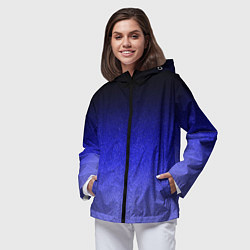 Ветровка с капюшоном женская Градиент индиго из чёрно в синий текстура крошка, цвет: 3D-черный — фото 2