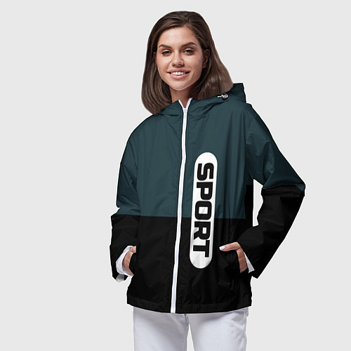 Женская ветровка Sport чёрно-синий с белым / 3D-Белый – фото 3