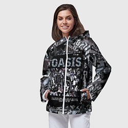 Ветровка с капюшоном женская Oasis на фоне гитар, цвет: 3D-белый — фото 2