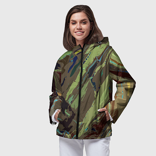 Женская ветровка Абстракция тон хаки / 3D-Черный – фото 3