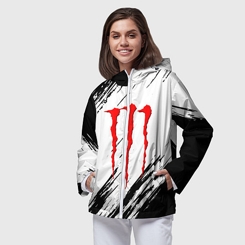Женская ветровка Monster energy черно краски / 3D-Белый – фото 3