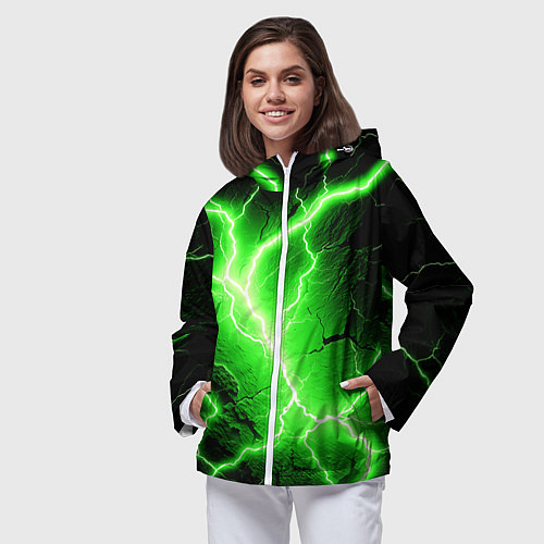 Женская ветровка Color green black / 3D-Белый – фото 3