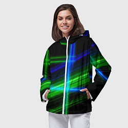 Ветровка с капюшоном женская Color blue black green, цвет: 3D-белый — фото 2