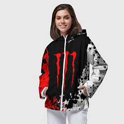 Ветровка с капюшоном женская Monster energy брызги красок, цвет: 3D-белый — фото 2