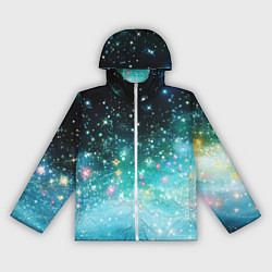 Ветровка с капюшоном женская Бирюзовые блестки фон, цвет: 3D-белый