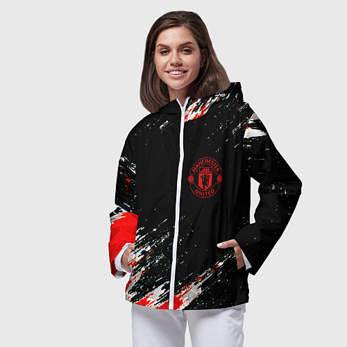 Женская ветровка Манчестер краски штрихи / 3D-Белый – фото 3