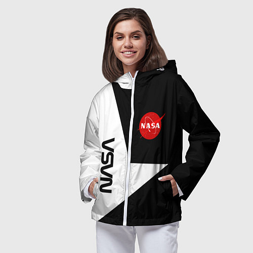 Женская ветровка Nasa текстура геометрия / 3D-Белый – фото 3