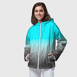 Ветровка с капюшоном женская Серо-голубой светлый градиент, цвет: 3D-белый — фото 2