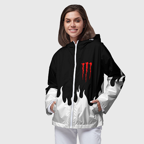 Женская ветровка Monster energy red logo / 3D-Белый – фото 3