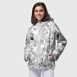 Ветровка с капюшоном женская Птицы Сирин, цвет: 3D-белый — фото 2