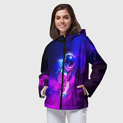 Ветровка с капюшоном женская Космонавт среди облаков, цвет: 3D-черный — фото 2