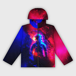 Ветровка с капюшоном женская Космонавт в пламени, цвет: 3D-черный