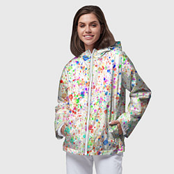 Ветровка с капюшоном женская Белый с разноцветными брызгами, цвет: 3D-белый — фото 2