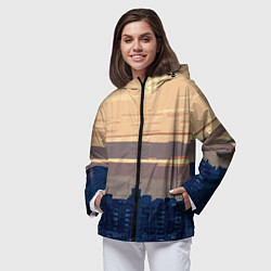 Ветровка с капюшоном женская Городской пейзаж стилизованный, цвет: 3D-черный — фото 2