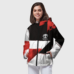Ветровка с капюшоном женская Toyota логотип, цвет: 3D-черный — фото 2