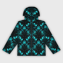 Ветровка с капюшоном женская Зеленые узоры из абстрактных листьев - блестящий п, цвет: 3D-черный