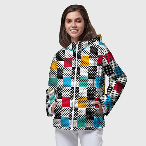 Женская ветровка Узор в горошек пэчворк разноцветный / 3D-Белый – фото 3