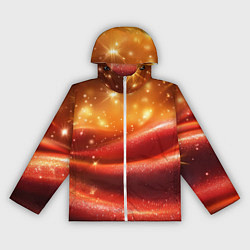 Ветровка с капюшоном женская Красная волнистая текстура с блеском, цвет: 3D-белый