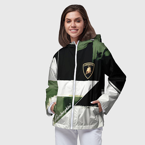 Женская ветровка Ламборджини логотип / 3D-Белый – фото 3