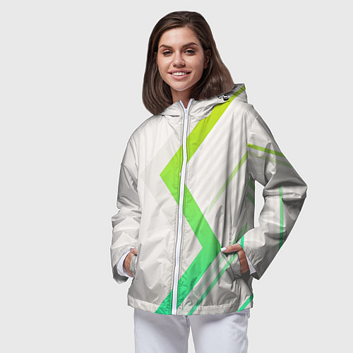 Женская ветровка Color white line green / 3D-Белый – фото 3