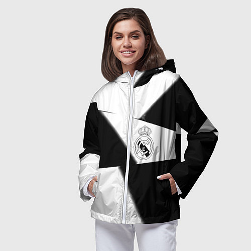 Женская ветровка Real Madrid geometry black / 3D-Белый – фото 3
